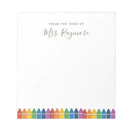 Bloco De Notas Personalized Teacher Notepad – Rainbow Crayon Appr