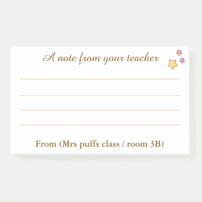 Bloco De Notas Personalized Teacher Sticky Note Pad (Frente)