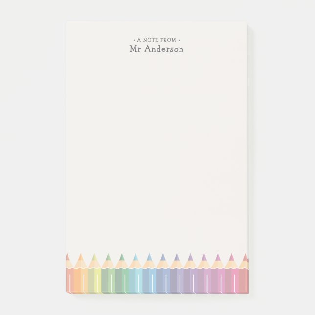 Bloco De Notas Personalized Teacher's Name Colorful Pencils (Frente)