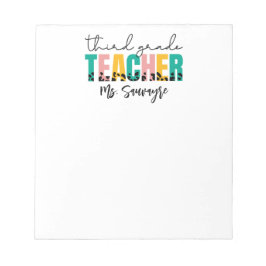 Bloco De Notas Personalized Third Grade Teacher – Custom Teacher