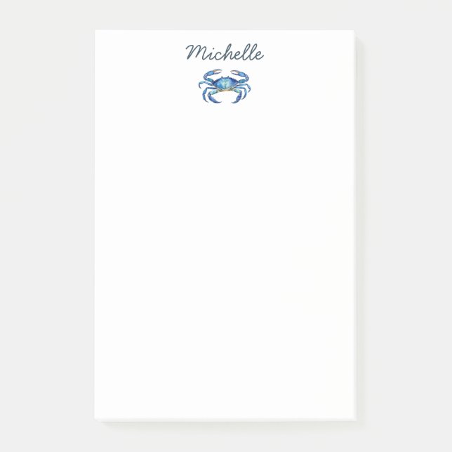 Bloco De Notas Personalized  Watercolor Crab Summer Beach    (Frente)