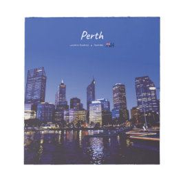Bloco De Notas Perth, Austrália - Silhueta da Cidade à Noite