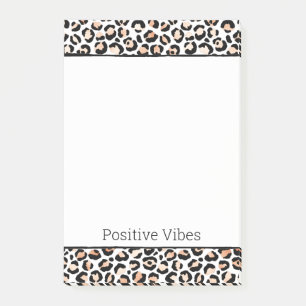 Bloco De Notas Pêssego Branco Impressão Preta-Leopardo