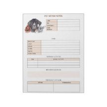 Pet Sitter Notes for Dog Mãe ou Cat Mãe