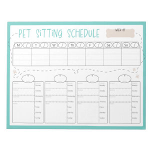 Bloco De Notas Pet Sitting Schedule