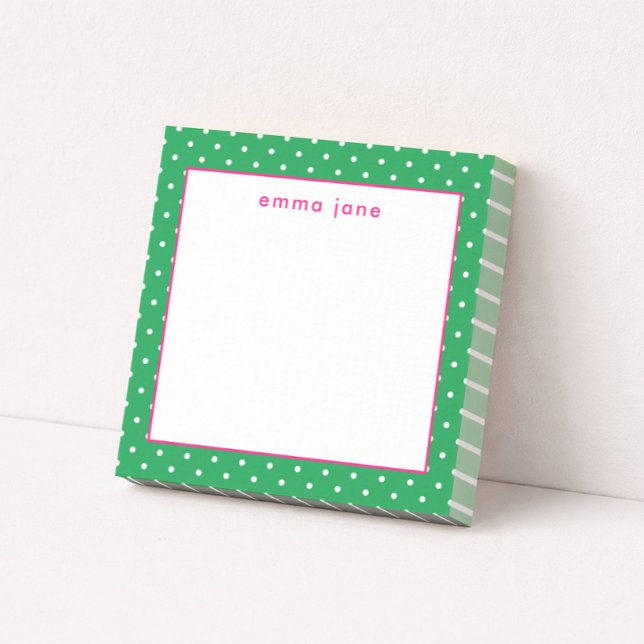 Bloco De Notas Petite Dots Pink and Green Personalized (Criador carregado)