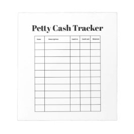 Bloco De Notas Petty Cash Tracker Notepad