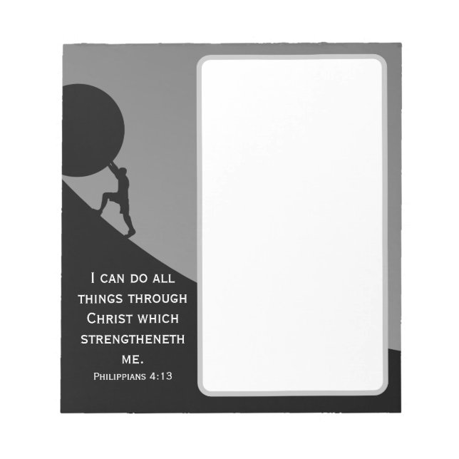 Bloco De Notas Philippians 4:13 KJV Bíblia Verse Giant Stone (Frente)