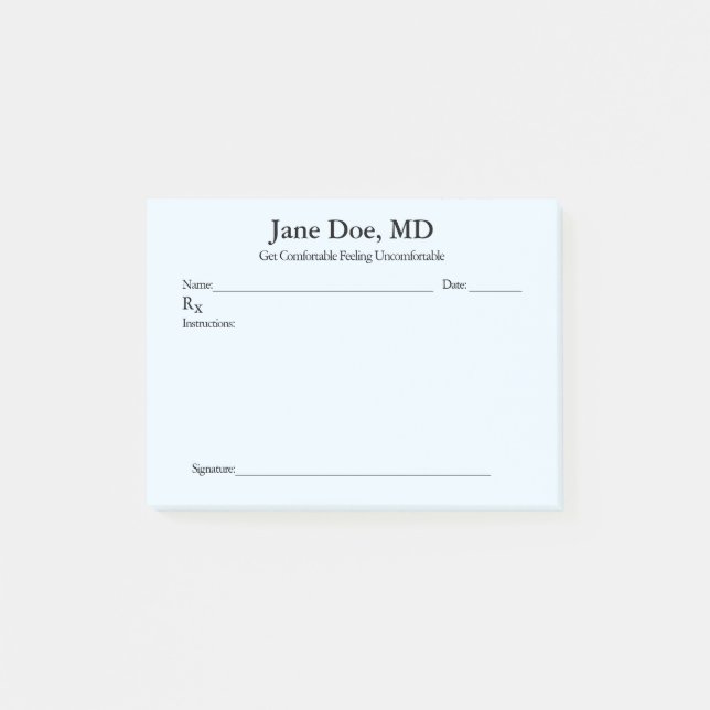 Bloco De Notas Piada prescrita - Posto de 4" x 3" (Frente)