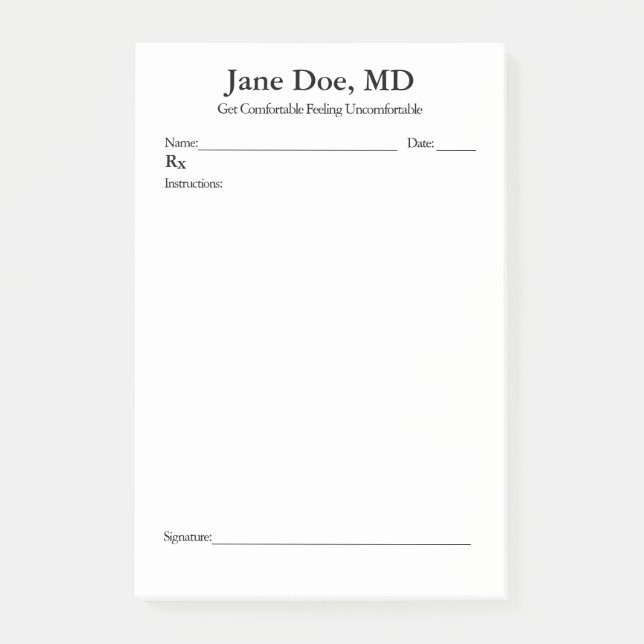 Bloco De Notas Piada prescrita - Posto de 4" x 6" (Frente)