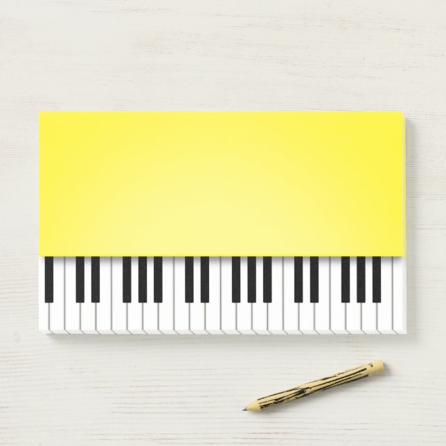Bloco De Notas Piano Keyboard Cheerful Yellow Music (Na mesa)