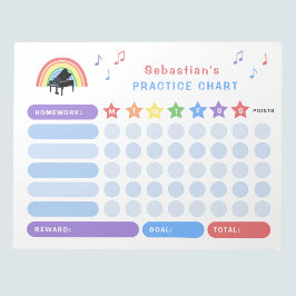 Bloco De Notas Piano Prática Música Notas do Rainbow Reward Chart