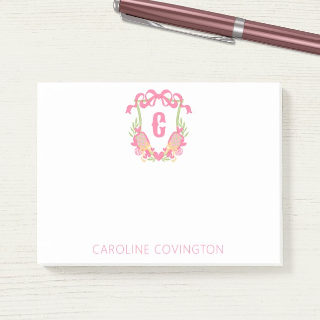 Bloco De Notas Pickleball Rosa e Verde Pickleball Paddle Paddle P (Criador carregado)