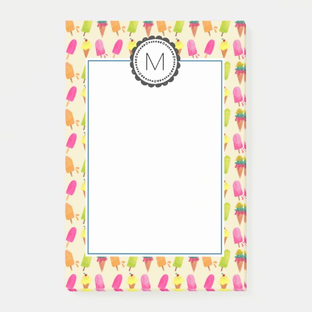 Bloco De Notas Picles e Monograma Personalizado Sorvete (Frente)
