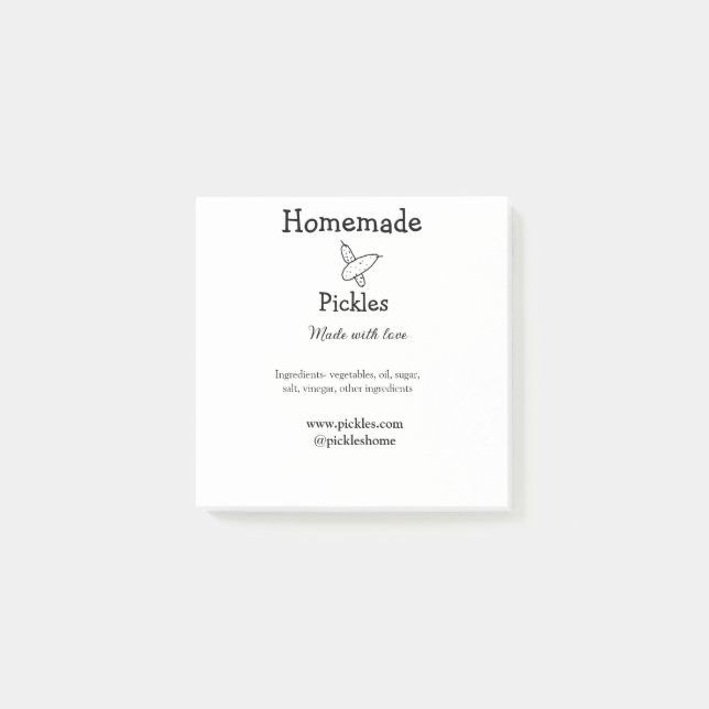 Bloco De Notas Picles feitos em casa com amor adicionar texto sit (Frente)