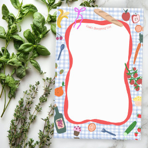 Bloco De Notas Picnic Gingham Cute CUSTOM List Grocery