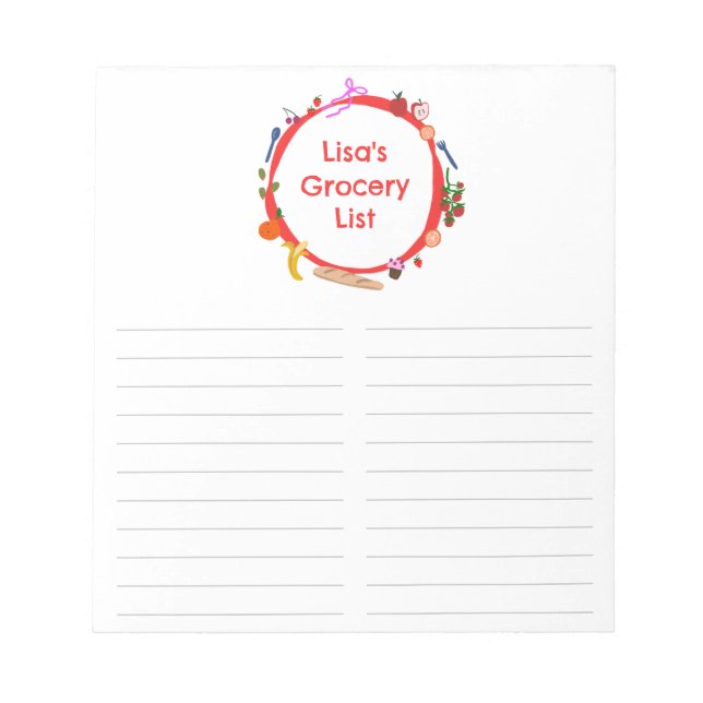 Bloco De Notas Picnic Illustration CUSTOM Grocery Shopping List (Frente)