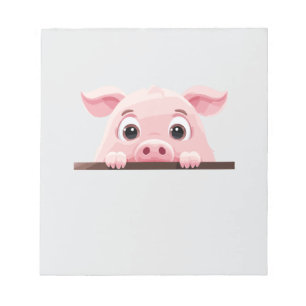 Bloco De Notas Pig Peeking Bela Adorável Arte De Cartografia Anim