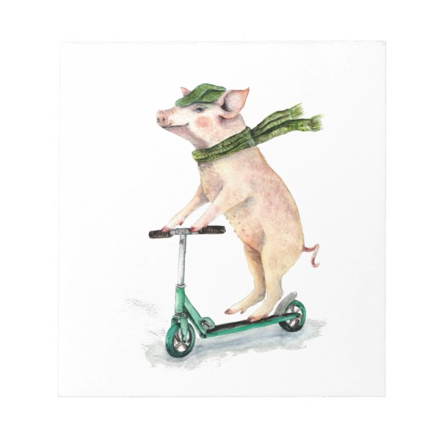 Bloco De Notas Piggy em um patinete (Frente)