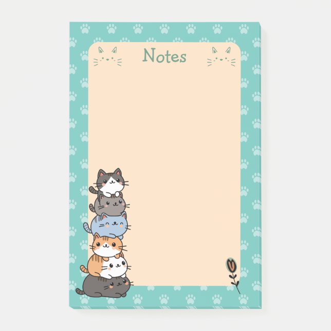 Bloco De Notas Pilha De Gatos Notas Personalizadas (Frente)