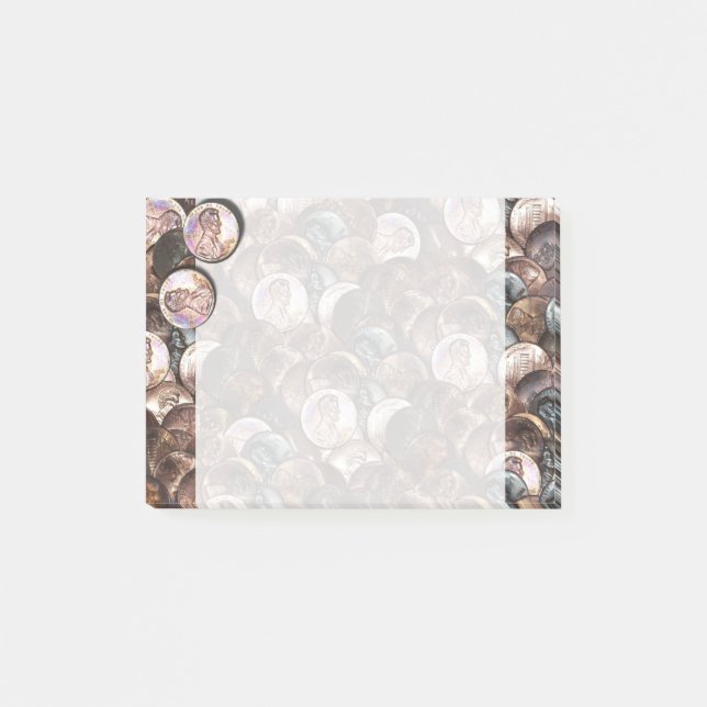 Bloco De Notas Pilha de Pennies - Um centavo Espalhar Fundo (Frente)