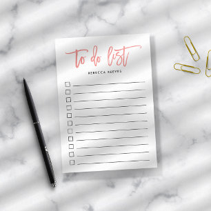 Bloco De Notas Pincel Coral com Letra Personalizada Para Fazer Li
