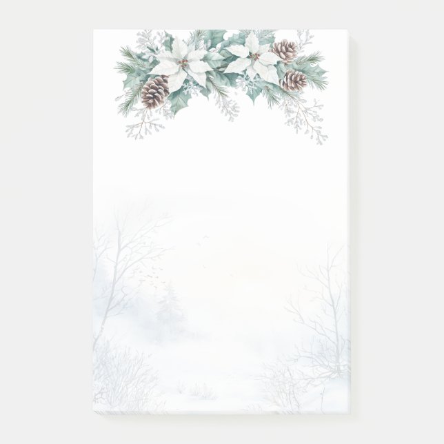 Bloco De Notas Pine de inverno Poinsettia Cones Natal (Frente)