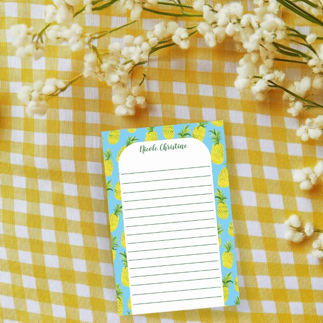 Bloco De Notas Pineapple Party Pattern PERSONALIZA A Aquarela de  (Pineapple Party Pattern CUSTOMIZE IT Watercolor Post-it Notes
)