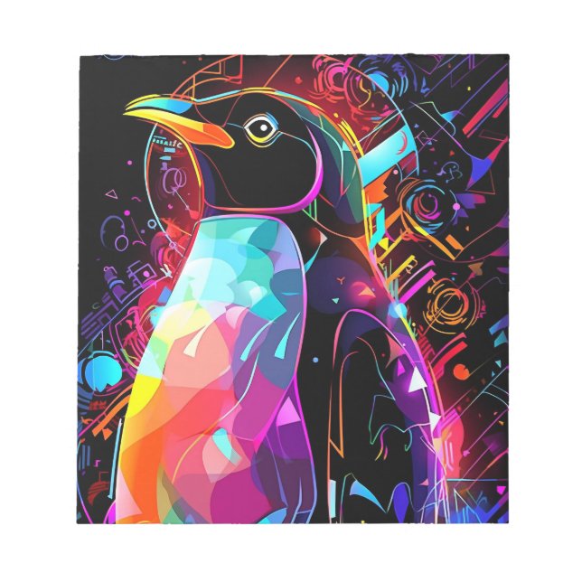 Bloco De Notas pinguim abstrato com cores brilhantes (Frente)