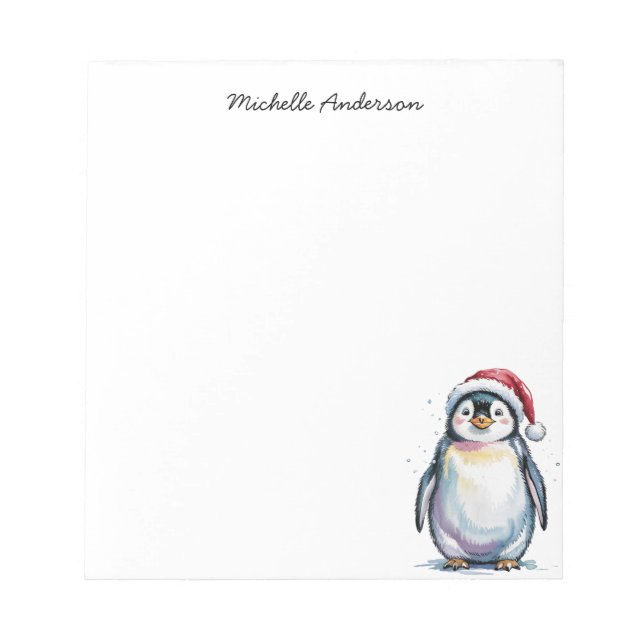 Bloco De Notas Pinguim bonitinho personalizado no Natal do Papai  (Frente)
