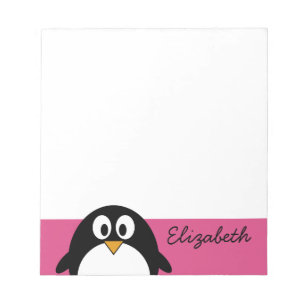 Bloco De Notas pinguim bonito dos desenhos animados com fundo