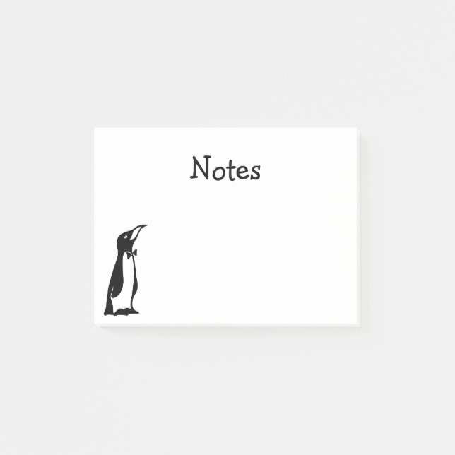 Bloco De Notas Pinguim-branco preto-branco-bonito e personalizado (Frente)