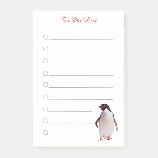 Bloco De Notas Pinguim & caligrafia em linhas brancas (Frente)