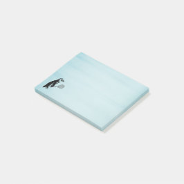 Bloco De Notas Pinguim com suporte de Tênis no fundo azul