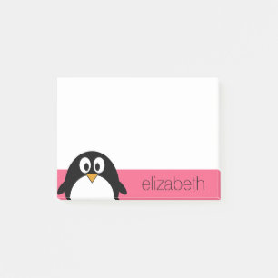 Bloco De Notas Pinguim-de-cartoon bonito Ilustração rosa-quente