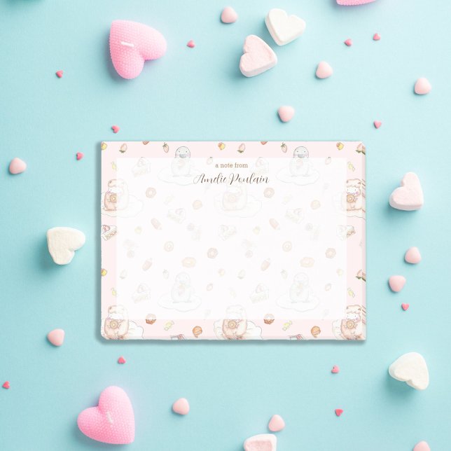 Bloco De Notas Pinguim de Ovelha de Aquarela em Sweets Dream Pink (Criador carregado)