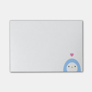 Bloco De Notas Pinguim em notas de post-it do amor