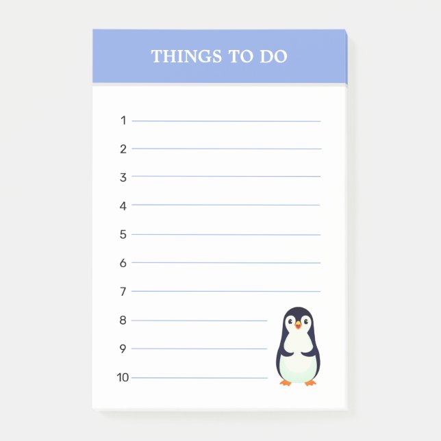 Bloco De Notas Pinguim Fofo & Coisas Editáveis para Fazer Notas (Frente)