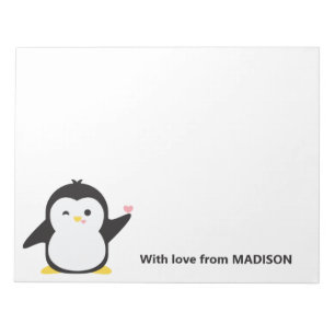 Bloco De Notas Pinguim fofo de nome personalizado