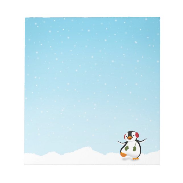 Bloco De Notas Pinguim Inverno Engraçado (Frente)