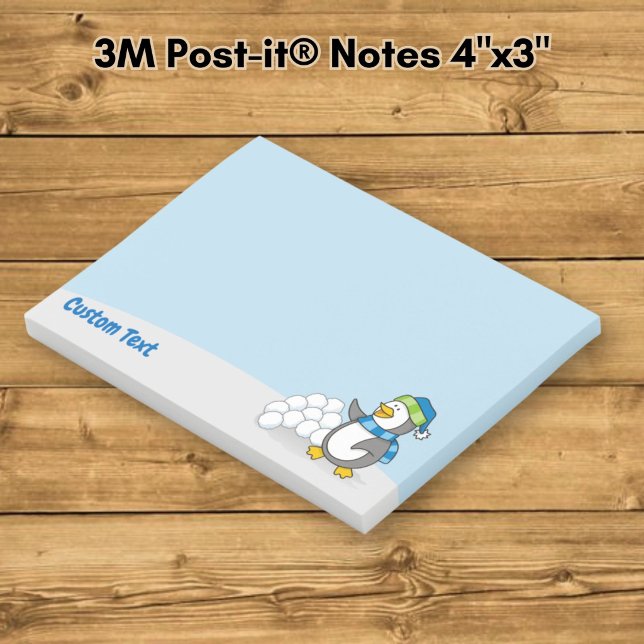 Bloco De Notas Pinguim Pequeno com Bolas de Neve Acenando com Pos (Criador carregado)