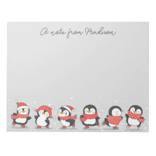 Bloco De Notas Pinguins de Sking de Nome Personalizado