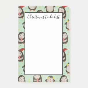 Bloco De Notas Pinguins Felizes Usando Chapéus de Papai Noel c/ L