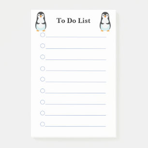 Bloco De Notas Pinguins Fofos em Lista de Tarefas com Linhas Bran