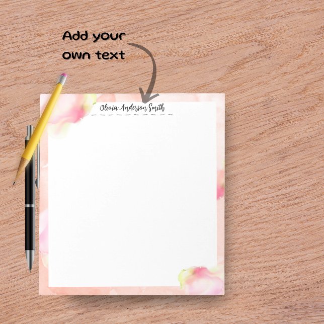 Bloco De Notas Pink Abstract Watercolor Custom Notepad (Pink Abstract Watercolor Custom Notepad)