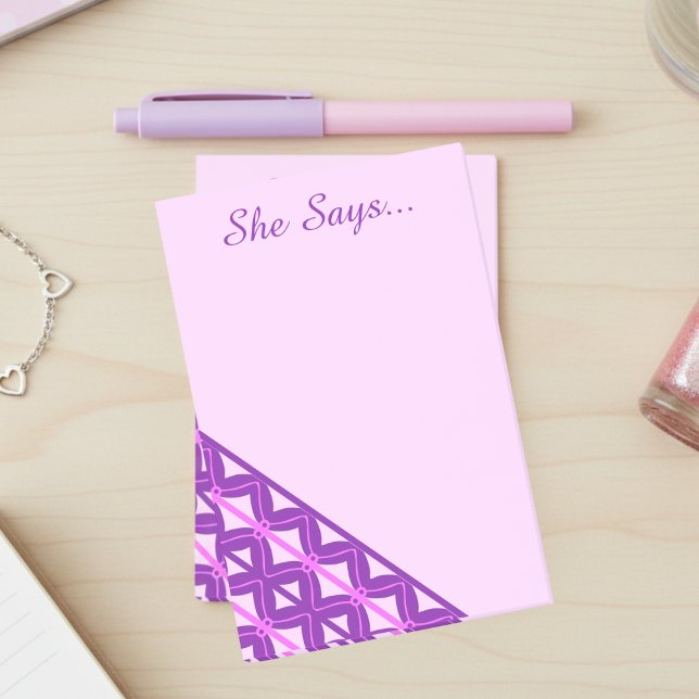 Bloco De Notas Pink And Purple Waves (Cute fun stationery for girls to jot down those notes. Makes a perfect gift for that girl you love)