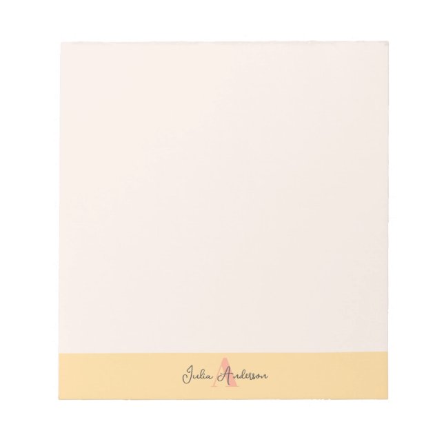 Bloco De Notas Pink and Yellow Monogram Notepad (Frente)