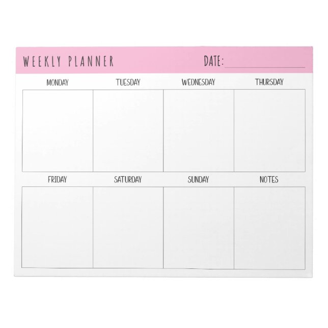 Bloco De Notas Pink, Black and White, Weekly Planner, (Frente)