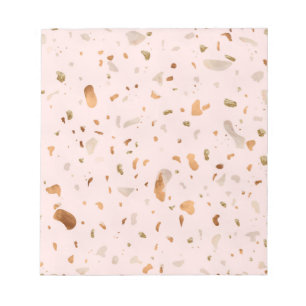 Bloco De Notas Pink Blush Terrazzo Com Douradas Manchas De Cobre