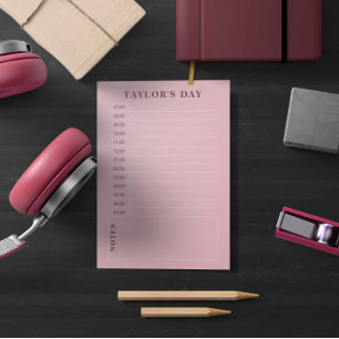 Bloco De Notas Pink & Burgundy 7 AM - 7 PM Planejamento Diário